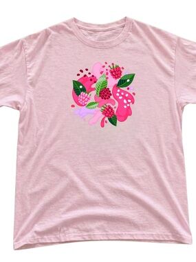 Gildan Girls' Pink Raspberry Graphic Short Sleeve Tee
